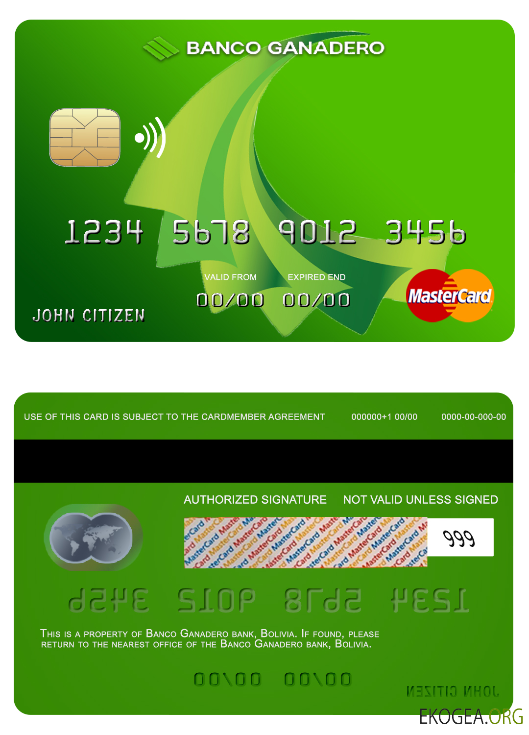 Mastercard de la banque Bolovia Ganadero